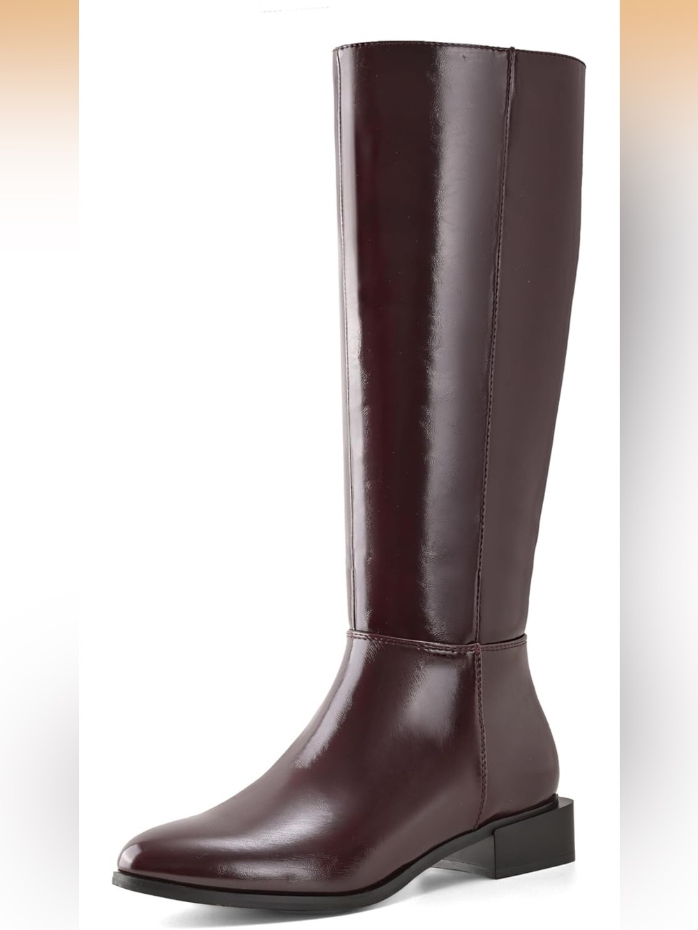 Over-the-Knee Smooth Leather Boots in Burgundy